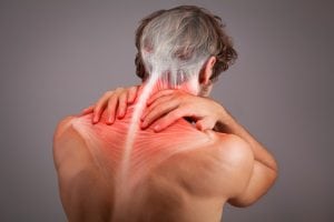 Representation of Man Experiencing Pinched Nerve in Spine